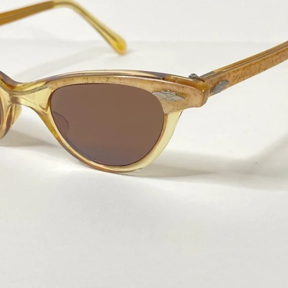 VTG Cateye Sunglasses Gold S/C-USA 40-20 Child 50s Atomic Retro MCM Mid Century - Picture 2 of 12